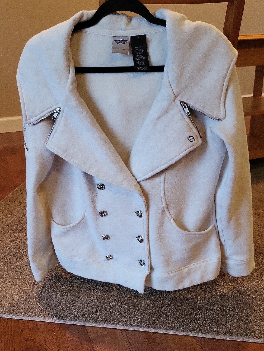 Harley-Davidson Women's Double-Breasted Pea Coat with Zipper Accents